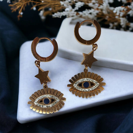 Anti Tarnish Evil Eye Ear Rings