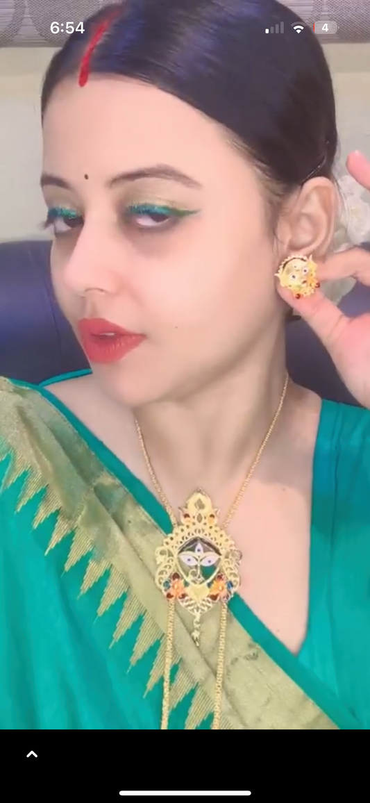 Maa durga Tie Chain Pendant earrings set