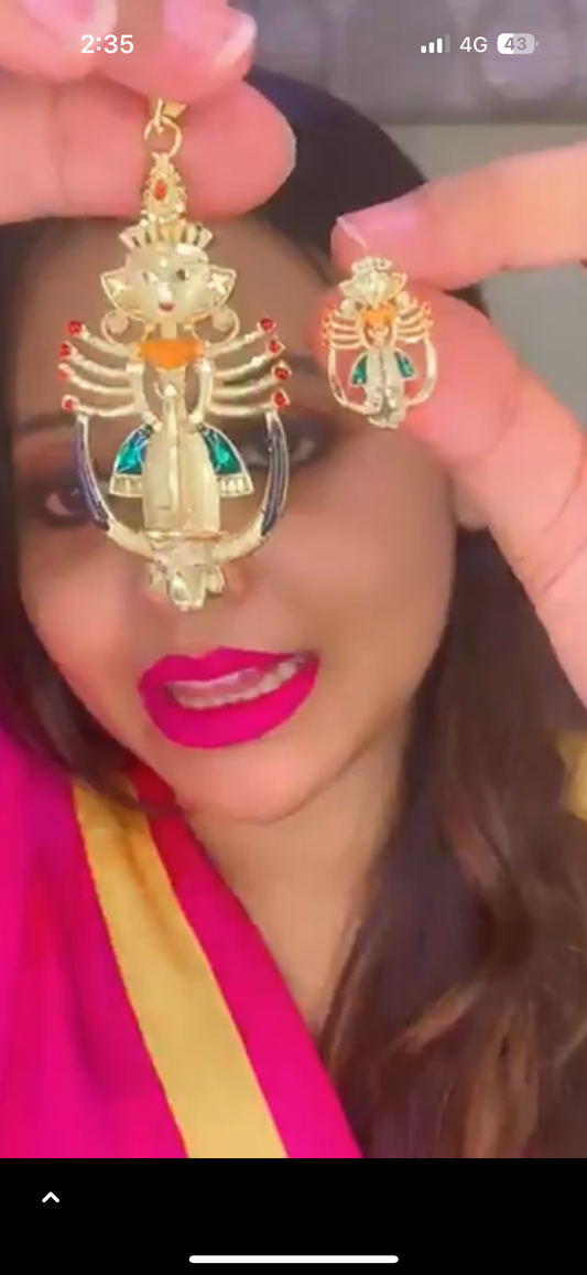 Maa durga locket earrings set without chain