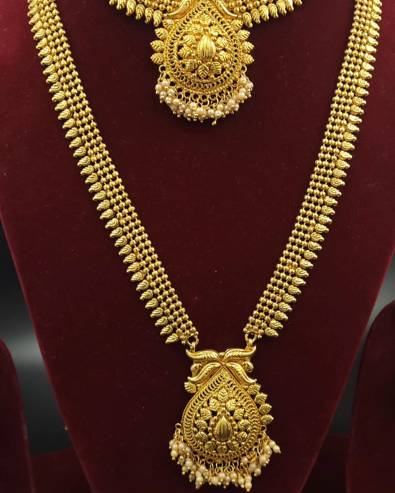 South Indian Temple Bridal Jewellery Combo Set  Contains Long Mala, Necklace,  Mangtika , Earrings