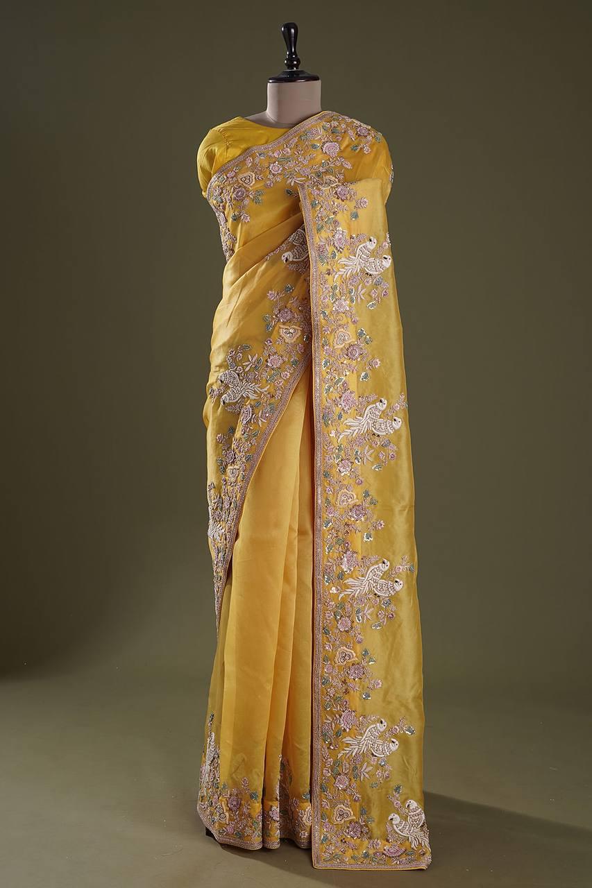 Silk Saree with Embroidery Work