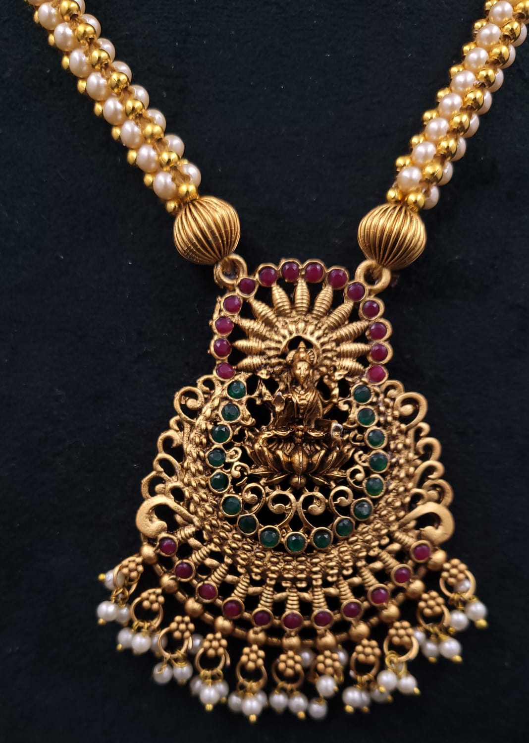 South Indian Style Temple copper Long necklace Set