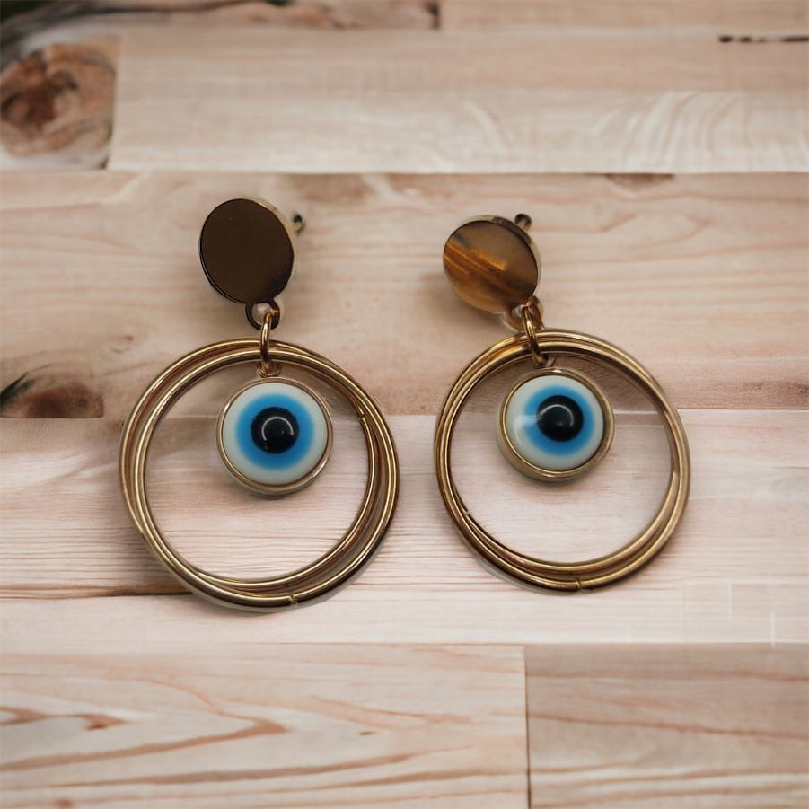 Anti Tarnish Evil Eye Ear Rings