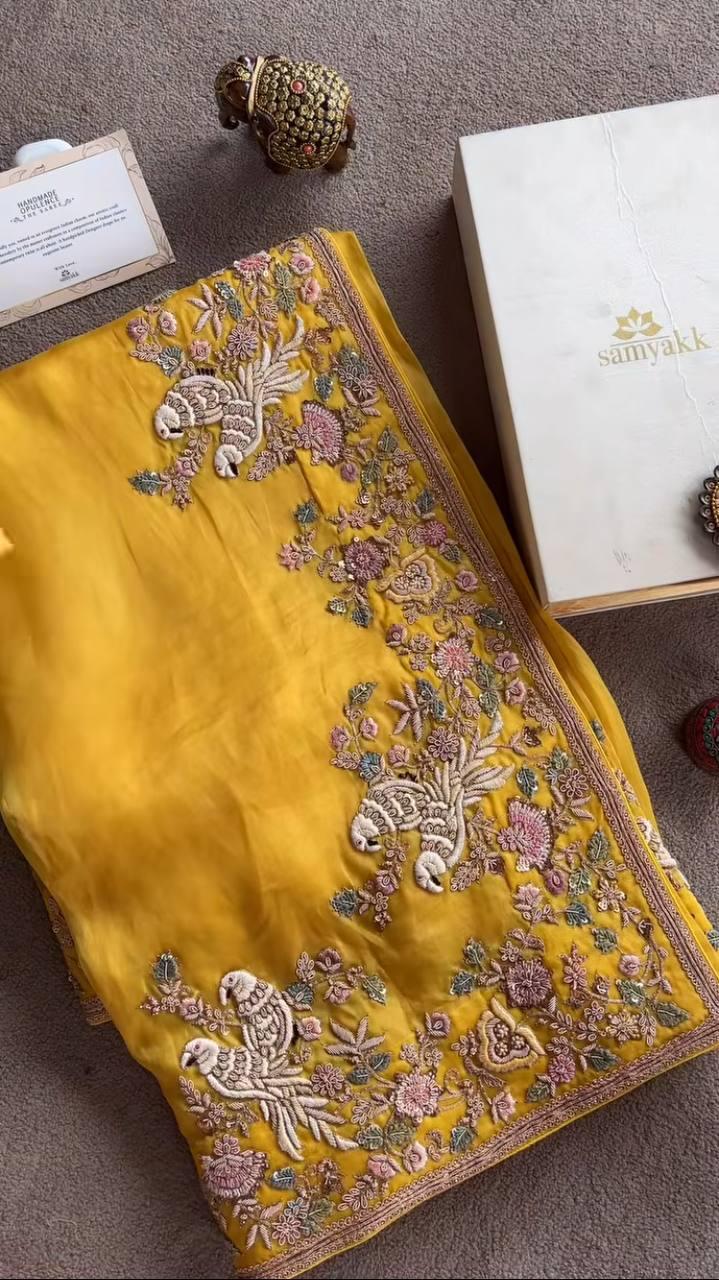 Silk Saree with Embroidery Work