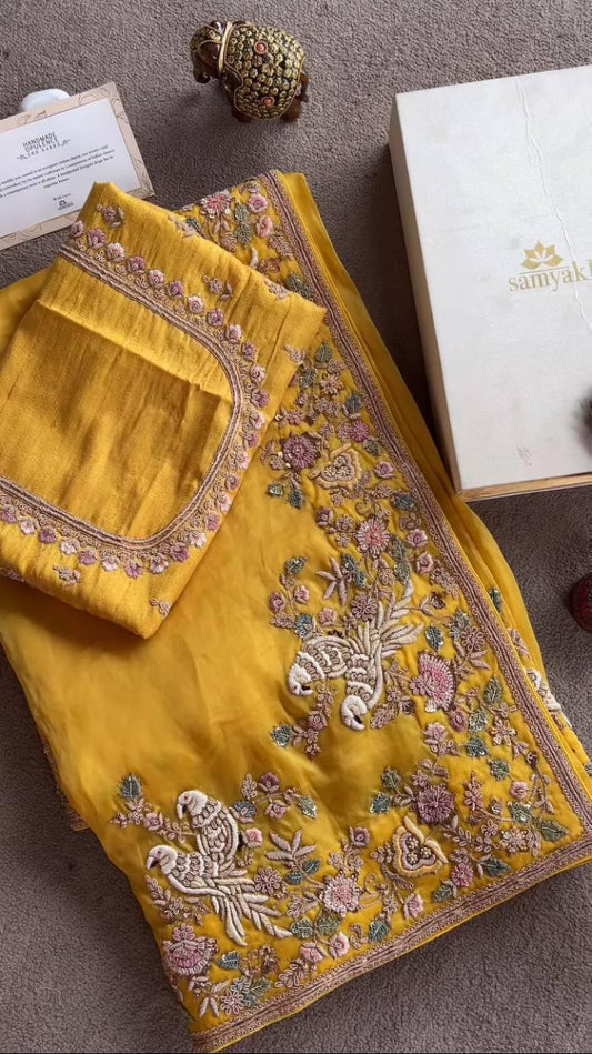 Silk Saree with Embroidery Work