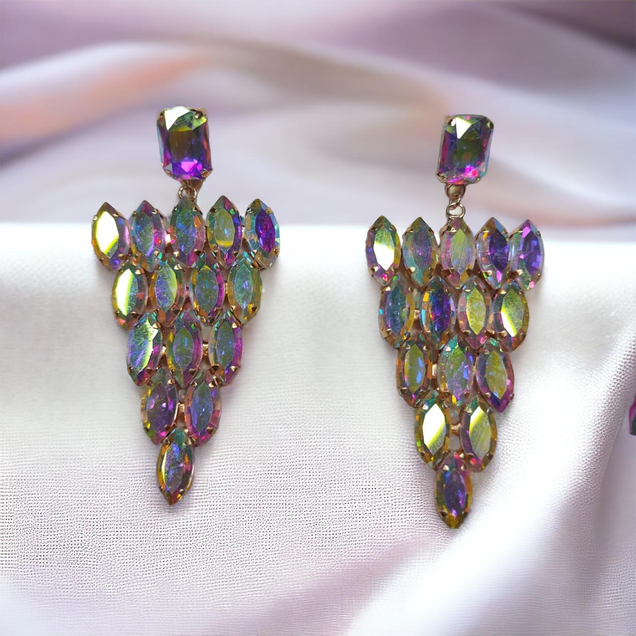 Glass Stone Earring Rainbow Color