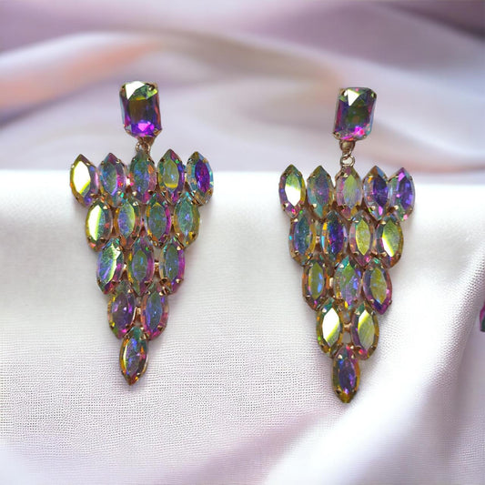 Glass Stone Earring Rainbow Color