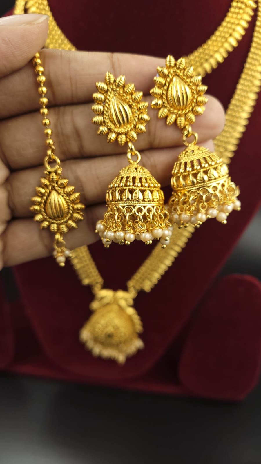 Temple Jewellery Mangtika Combo Set Gold Polish